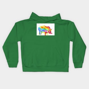 Colourful Mother and Baby Rhino Kids Hoodie